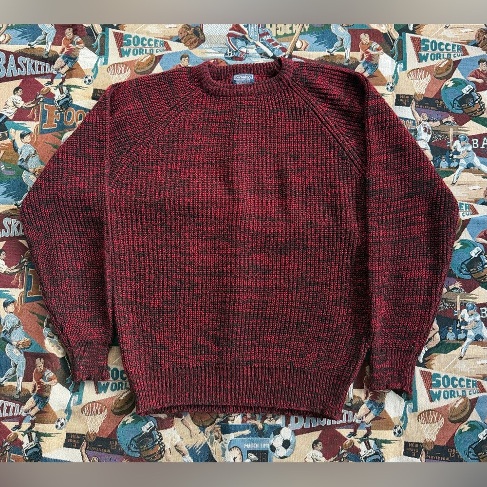 Vintage 90s Men’s Barnaby Red & Black Knit Sweater